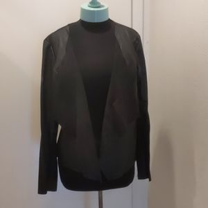Vegan leather open front jacket